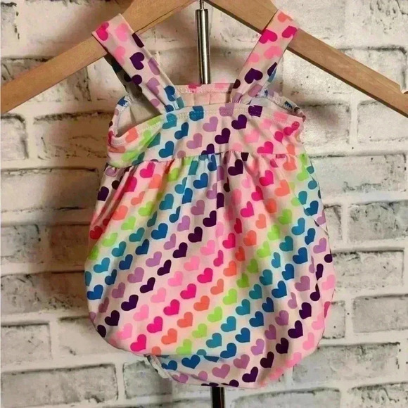 Infant Swimsuit Children’s Place 6-9months rainbow hearts pattern one piece bow - Picture 3 of 4